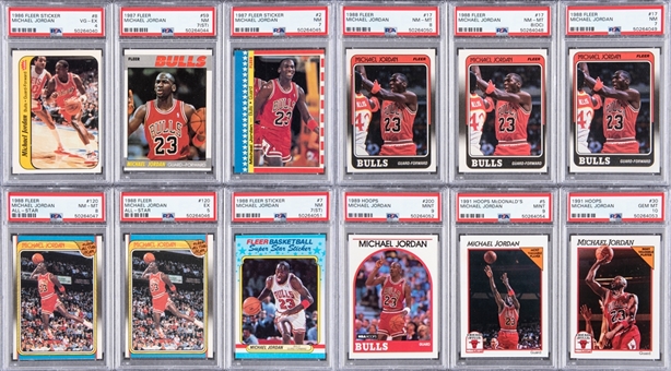 1986/87-1991/92 Fleer and Hoops Michael Jordan PSA-Graded Collection (12)
